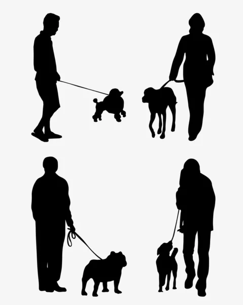 Mensen met honden — Stockvector