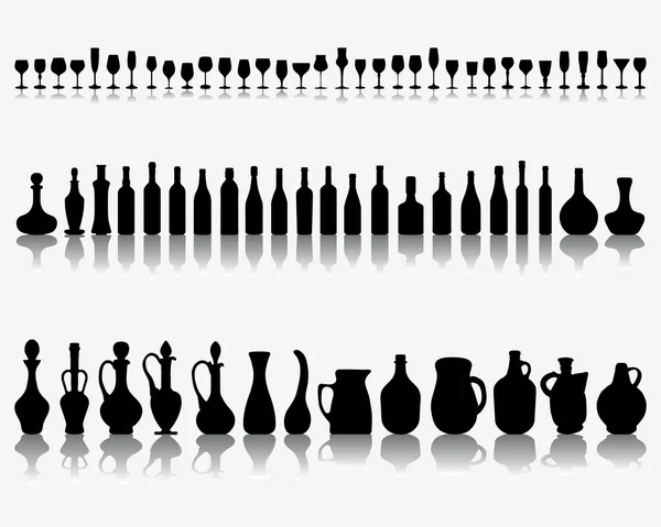 Vasos y botellas de vino — Archivo Imágenes Vectoriales