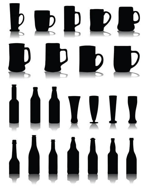 Tasses et verres de bière — Image vectorielle