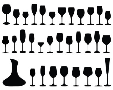 kadehler ve şişeler