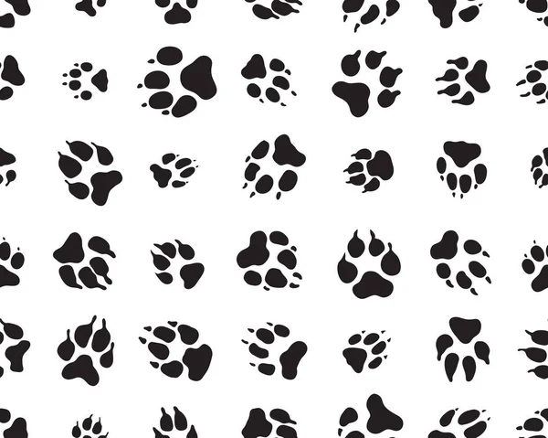 Black Silhouettes Dog Traces Seamless Pattern — Διανυσματικό Αρχείο