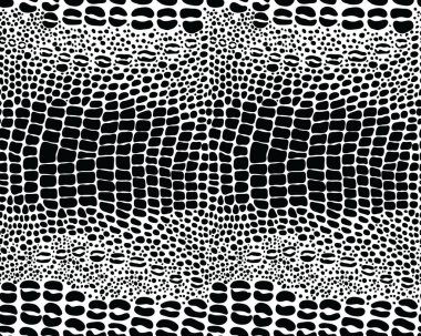 Timsah derisinin siyah beyaz çizimi, kusursuz desen.