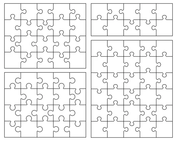 Illustrazione Quattro Puzzle Bianchi Pezzi Separati — Vettoriale Stock