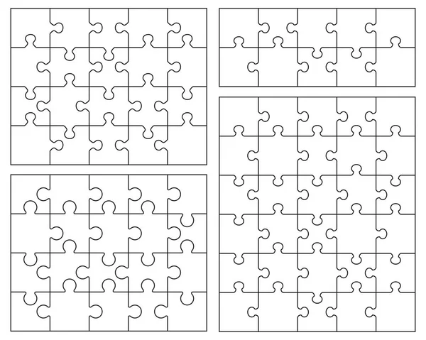 Illustration Von Vier Weißen Puzzles Getrennte Teile — Stockvektor