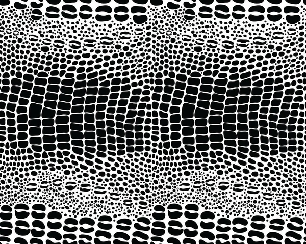 Fekete Fehér Illusztrációja Aligátor Bőr Zökkenőmentes Minta — Stock Vector