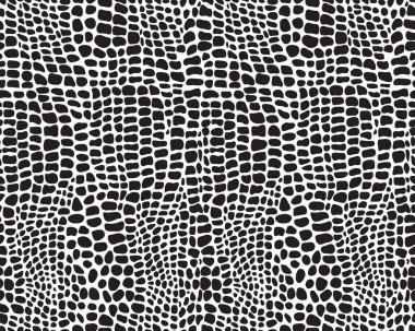 Illustration of alligator skin, black and white color, seamless pattern