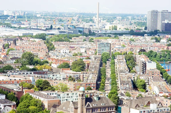 Widok Lotu Ptaka Panoramę Rotterdamu Dużą Ilością Przemysłu Holandii — Zdjęcie stockowe