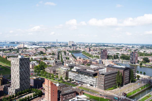 Повітряний Вид Роттердамського Неба Фоном Великої Промисловості Нідерландах — стокове фото