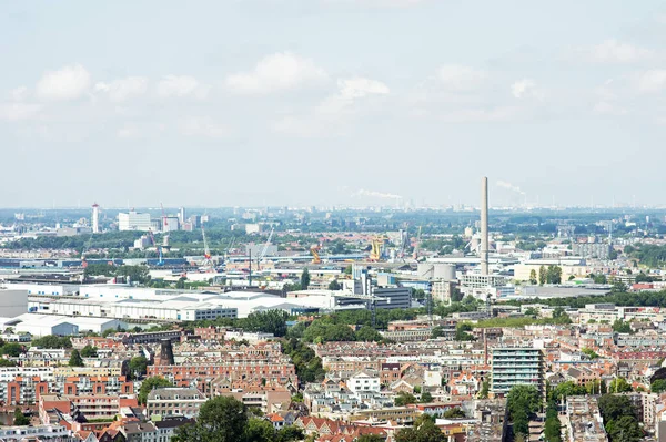 Повітряний Вид Роттердамського Неба Фоном Великої Промисловості Нідерландах — стокове фото