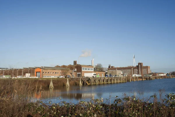 Cityscape Uma Área Industrial Com Fábricas Chaminés Industriais Arnhem Nos — Fotografia de Stock