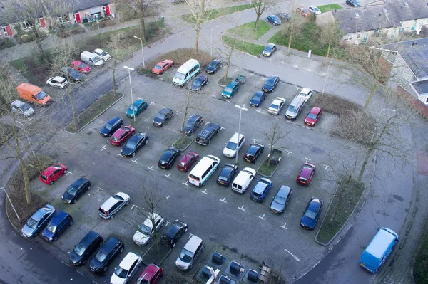 Luftaufnahme Eines Parkplatzes Mit Vielen Autos Arnheim Den Niederlanden — Stockfoto