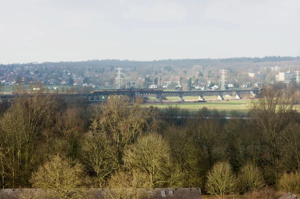 Luftaufnahme Einer Eisenbahnbrücke Mit Zug Arnheim Den Niederlanden — Stockfoto