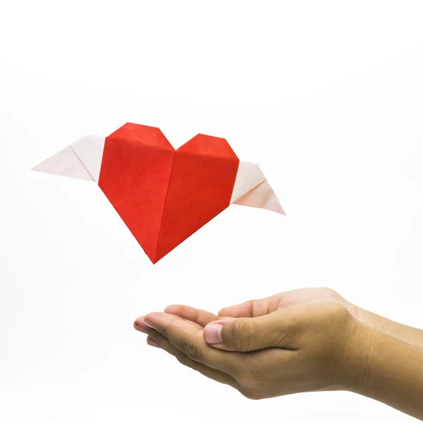 Origami en forma de amor volador Fotos de stock libres de derechos