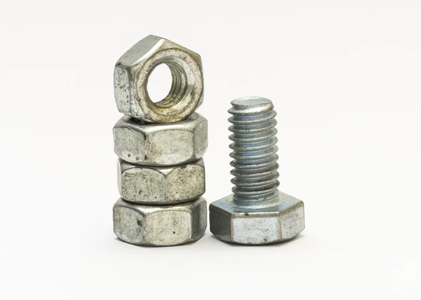 Bolt and nuts isolated on white background. — Stock Photo, Image