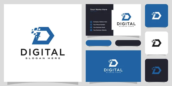 Iniciais Letra Logotipo Digital Design Vetor Cartão Visita — Vetor de Stock
