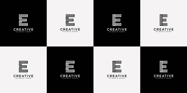 Conjunto Letra Inicial Logo Diseño Vector Línea Estilo — Vector de stock