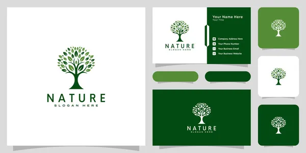 Элементы Дизайна Логотипа Дерева Шаблон Логотипа Зеленого Сада Визитная Карточка — стоковый вектор