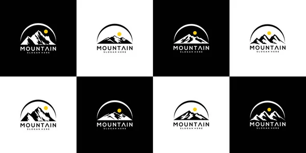 Conjunto Modelo Design Vetor Logotipo Montanha — Vetor de Stock
