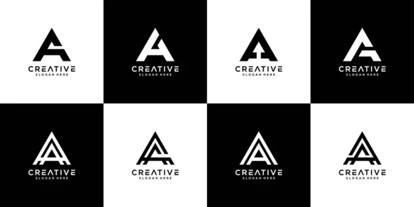 Set Van Eerste Letter Logo Vector Mono Line — Stockvector