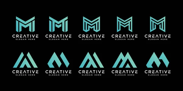 Conjunto Iniciais Letra Design Vetor Logotipo Abstrato —  Vetores de Stock