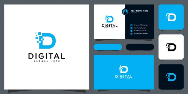 Iniciales Letra Logo Digital Diseño Vectorial Tarjeta Visita — Vector de stock