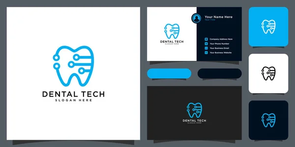 Tecnologia Dental Logotipo Vetor Cartão Visita — Vetor de Stock