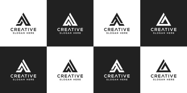 Set First Letter Logo Vector Mono Line — 스톡 벡터