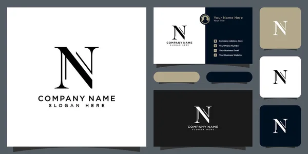initial letter N logo design with business card