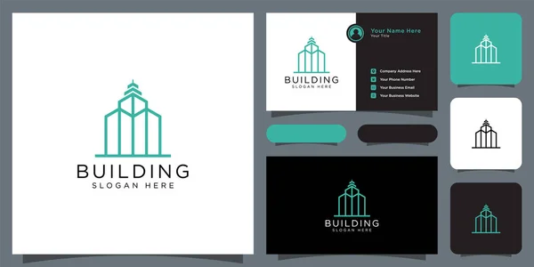 Logo Del Edificio Vector Diseño Tarjetas Visita — Vector de stock