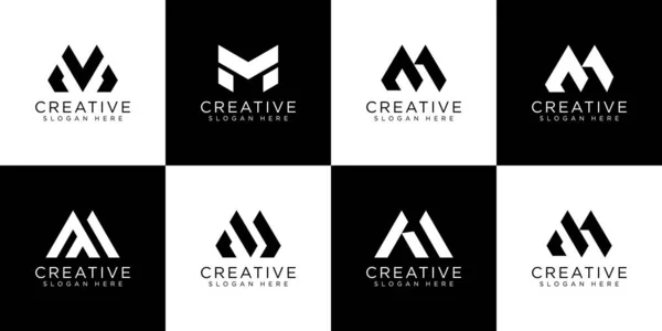 Conjunto Iniciais Letra Design Vetor Logotipo Abstrato —  Vetores de Stock