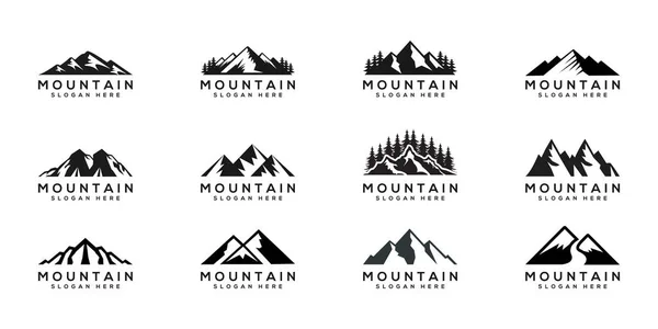 Conjunto Diseño Vectores Logotipo Montaña Plantilla — Vector de stock