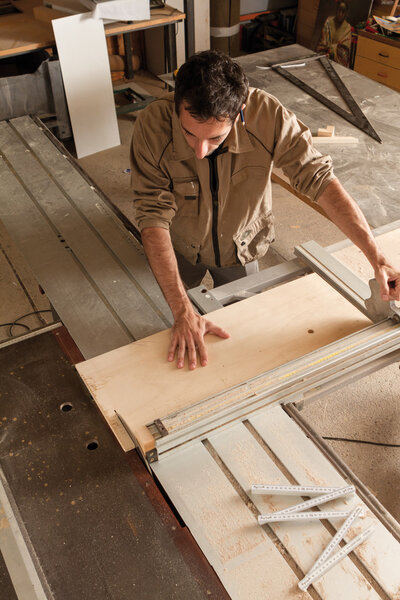 young worker in joinery
