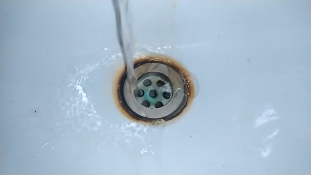 Wasser Läuft Waschbecken — Stockvideo