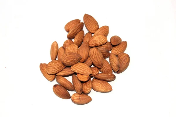 Some Fresh Healthy Almond Isolated White Backgroud — Stock Photo, Image