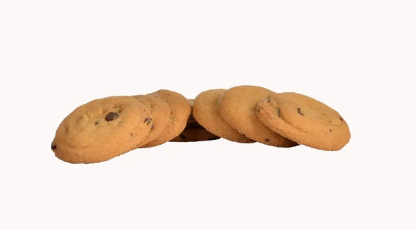 Chocolate Chip Cookies isoliert auf weißem Hintergrund. — Stockfoto