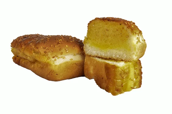 Slice of garlic bread with white background — Stock Photo, Image