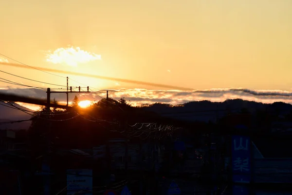 Yamanashi Japão Novembro 2018 Manhã Tempo Frio Uma Aldeia Rural — Fotografia de Stock