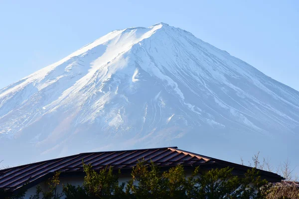 Premier Lever Soleil Mont Fuji Bleu Est Recouvert Neige Blanche — Photo