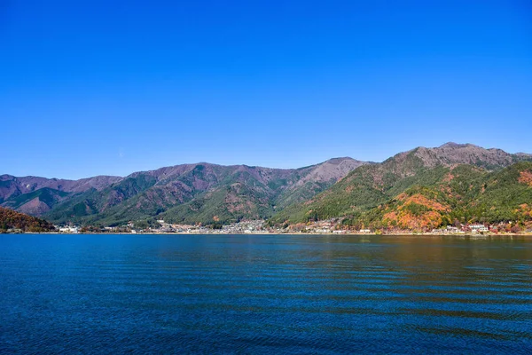 Folhas Outono Lagoa Kawaguchiko Parque Yakisaki Japan Fujisan Montanha — Fotografia de Stock