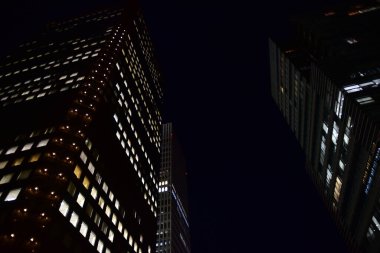 Tokyo, Japonya 21 Kasım 2018 Tanımlanamayan Görüntü Japon halkının Tokyo 'ya gece yolculuğu. Tokyo 'daki binalar.