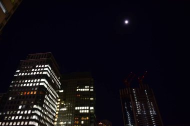 Tokyo, Japonya 21 Kasım 2018 Tanımlanamayan Görüntü Japon halkının Tokyo 'ya gece yolculuğu. Tokyo 'daki binalar.