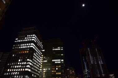 Tokyo, Japonya 21 Kasım 2018 Tanımlanamayan Görüntü Japon halkının Tokyo 'ya gece yolculuğu. Tokyo 'daki binalar.