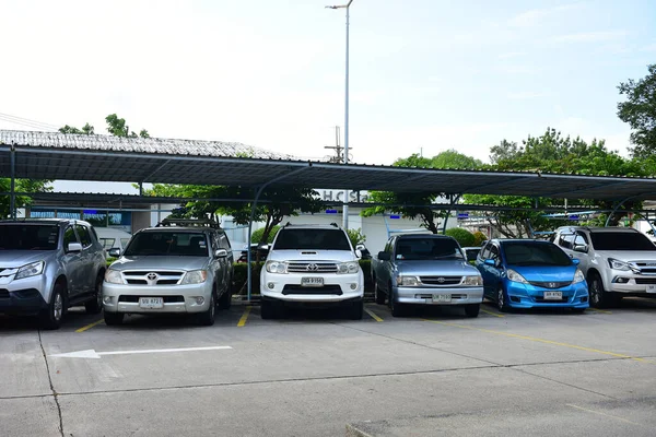 Rayong Tayland 01 Ocak 2019 Araba fabrikadaki garajda park halinde..