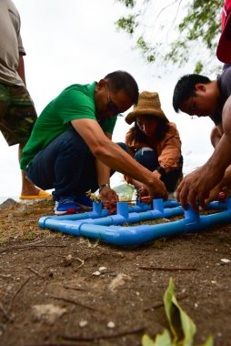 ChonBuri Tayland 1 Ağustos 2019 Japon şirketi çalışanlarını 2019 Plaj Ekibi Mükemmellik Ekibi 'nin faaliyetlerine götürüyor.