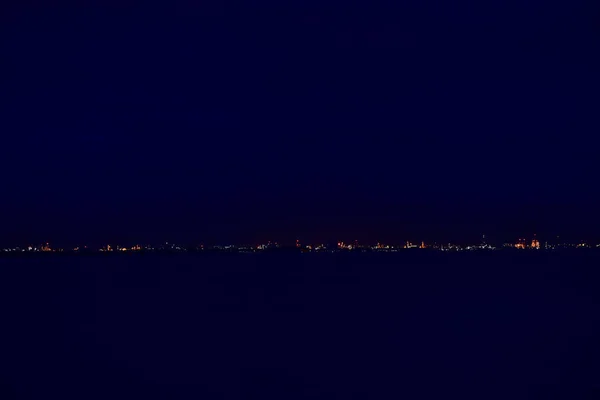 Bord Mer Nuit Plage Ciel Bleu Avec Nuage Nuit Ville — Photo