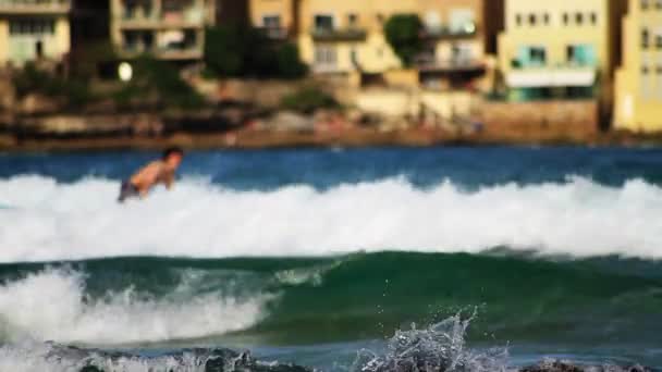 Szörfözés a hullámok — Stock videók
