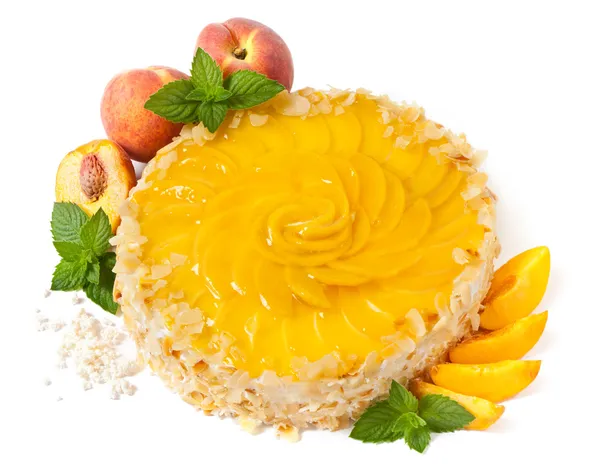 Fruit peach cake — Stock Photo, Image