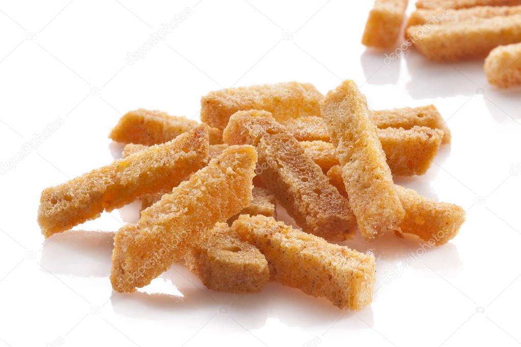 Croutons of bread isolated