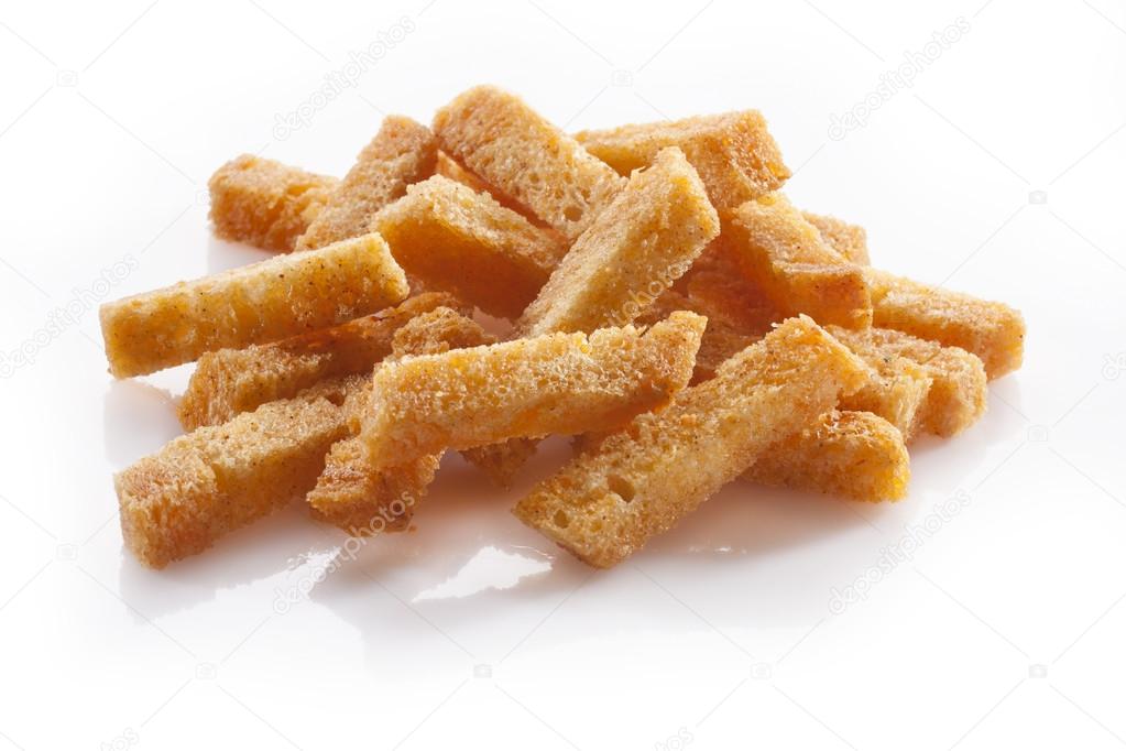 Croutons of bread isolated