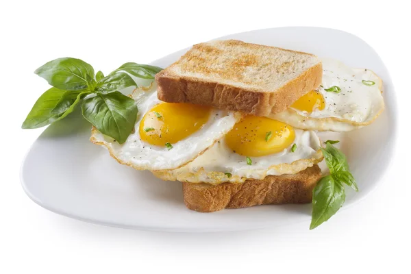 Fried Eggs sandwich — Stock Photo, Image